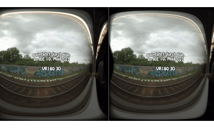 VR Erlebnis: Bahnfahrt durch Koeln - Seitenblick aus ICE (VR180 3D) VR Erlebnis: Bahnfahrt durch Koeln - Seitenblick aus ICE (VR180 3D)