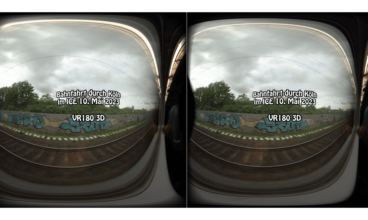VR Erlebnis: Bahnfahrt durch Koeln - Seitenblick aus ICE (VR180 3D)