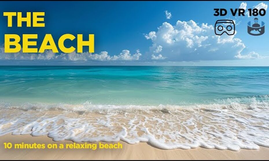 10-Minute Beach Escape in 3D VR 180: Serene Sounds & Tranquil Views