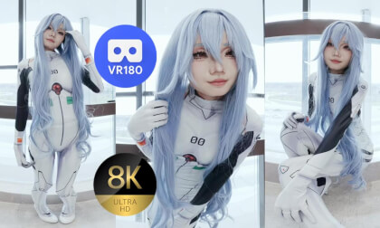 Long haired Ayanami cosplay New Century Evangelion Warrior VR Video Long haired Ayanami cosplay New Century Evangelion Warrior VR