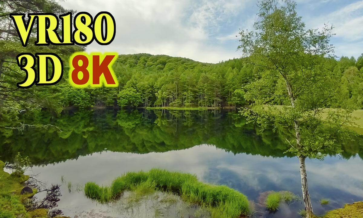 Misyaka-ike-pond , a beautiful pond with a mirror-like surface reflection of the scenery in Nagano , JAPAN