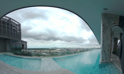 Qoocom 180VR Mod Demo2-  City view from a crystal clear swiming pool on35th floor VR Video Qoocom 180VR Mod Demo2-  City view from a crystal clear swiming pool on35th floor VR