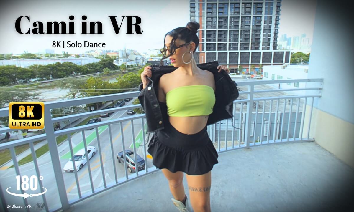 Cute Miami Girl Dancing Pop on a Rooftop – 180° VR
