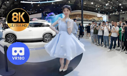 Models at the booth of BYD VR Video Models at the booth of BYD VR
