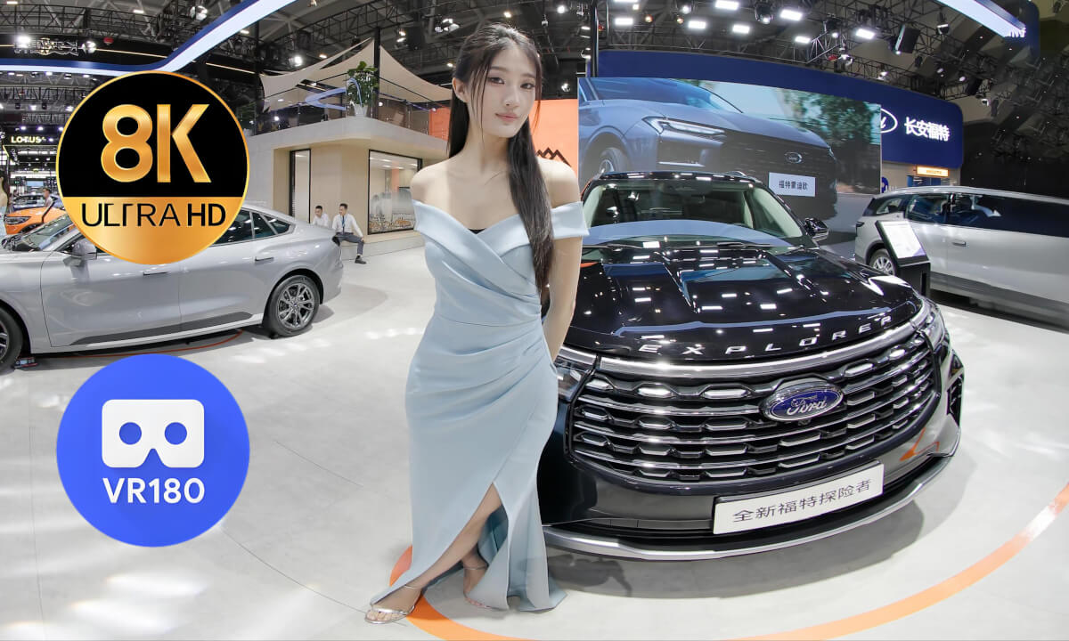 Models at the booth of Ford