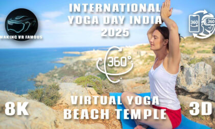 India International Yoga Day Beach Temple in South India 360 VR 130+ People. 1 Purpose