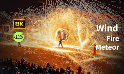 A stunning performance of Chinese intangible cultural heritage!(中国非遗---风火流星) VR Video A stunning performance of Chinese intangible cultural heritage!(中国非遗---风火流星) VR