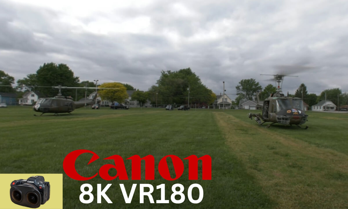 American Huey 369 and UH-1B Gunship 049 Armed Forces Day Findlay Ohio 2023 Canon 8K60 VR180