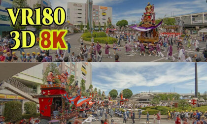 Combined parade of seven doll festival floats at Kuki Lantern Festival "Tennosama" in Saitama , JAPAN VR Video Combined parade of seven doll festival floats at Kuki Lantern Festival "Tennosama" in Saitama , JAPAN VR