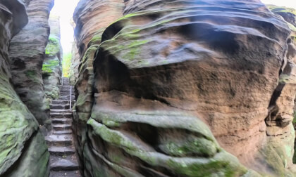 Insta360 X5 | 360° Solo Walk in Foggy Prachov Rocks (No People VR Video Insta360 X5 | 360° Solo Walk in Foggy Prachov Rocks (No People VR