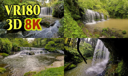 Miyajima Gorge with many beautiful waterfalls in Oyabe city,Toyama,Japan VR Video Miyajima Gorge with many beautiful waterfalls in Oyabe city,Toyama,Japan VR