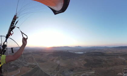 Sunrise Paramotor Flight over Carche Valley – Full 360º Experience