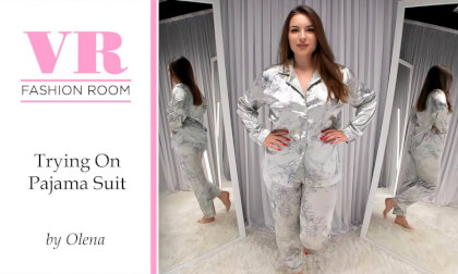 Olena Tries On Pajama Suit Olena Tries On Pajama Suit