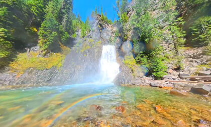 Hike to Wilson Creek Waterfall near New Denver, British Columbia (8k, 360) Hike to Wilson Creek Waterfall near New Denver, British Columbia (8k, 360)