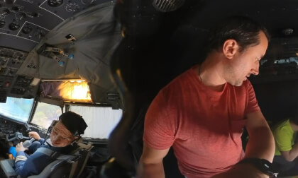 Inside the cockpit at Irrland themepark Airplane Illusion tunnel, Kevelaer Inside the cockpit at Irrland themepark Airplane Illusion tunnel, Kevelaer