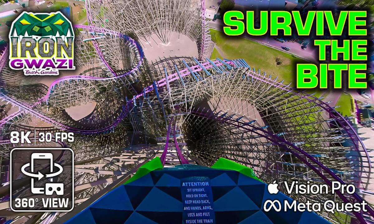 🤯 Is This the Craziest Coaster? 🎢 IRON GWAZI 360° POV 8K | Front 🆚 Back Row VR