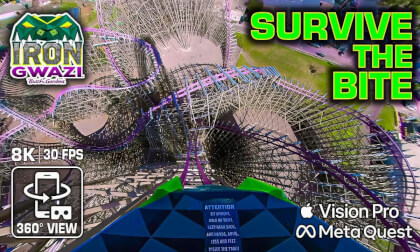 🤯 Is This the Craziest Coaster? 🎢 IRON GWAZI 360° POV 8K | Front 🆚 Back Row VR