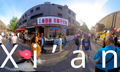 Xian,Shaanxi,China-markets and fountains