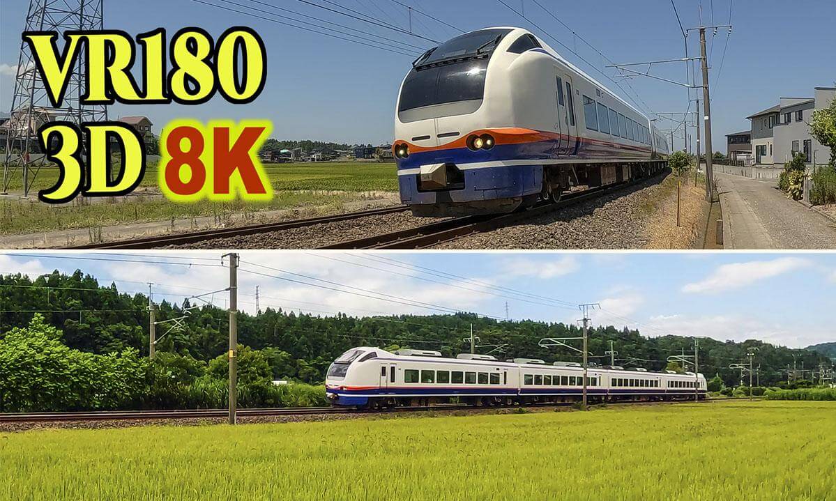 The ' Shirayuki ' Express train runs smoothly through the summer countryside in Nagaoka , Niigata ,JAPAN