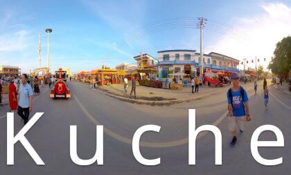 Kuche,Xinjiang,China-sunday market and tourist street