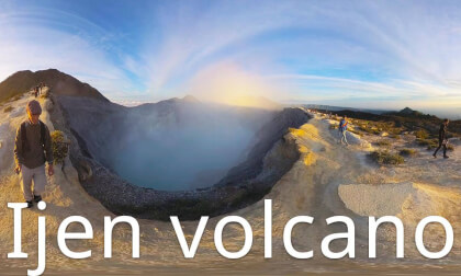 Ijen,Java,Indonesiaon the rim of an active volcano