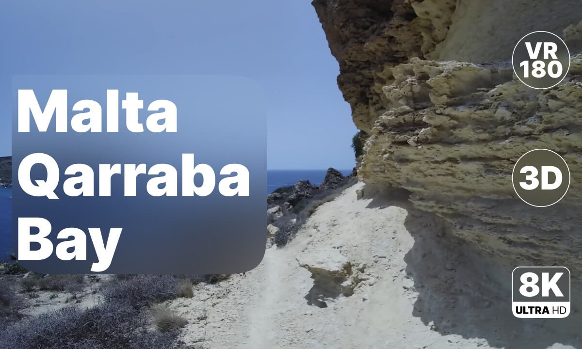 Malta Qarraba Bay - Golden Cliffs & Blue Water Walk 8K 180 3D