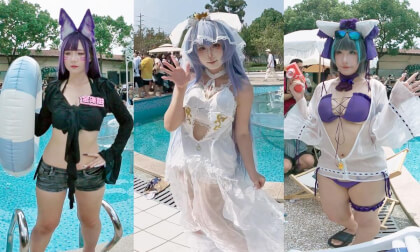 (3D VR180) Summer Cool Pool Cosplay Event (3D VR180) Summer Cool Pool Cosplay Event