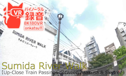 🚆Sumida River Walk — Up-Close Train Passings between Asakusa & Skytree【8K VR180 & Binaural Audio】