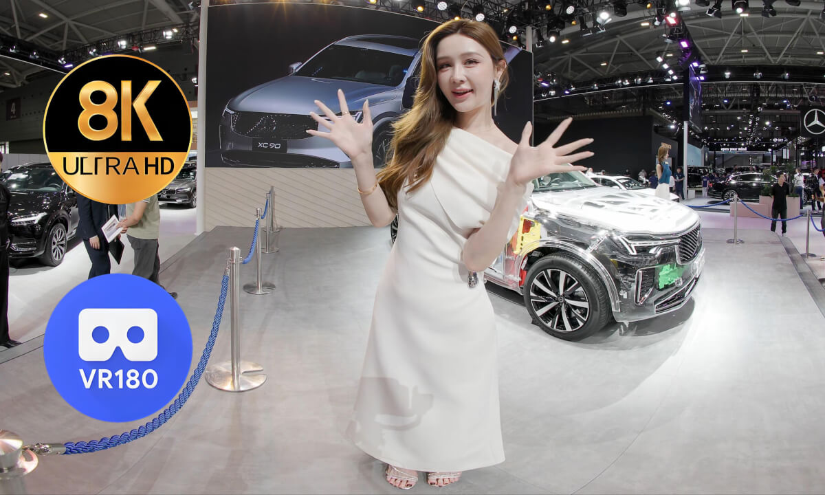 Models at the booth of Volvo