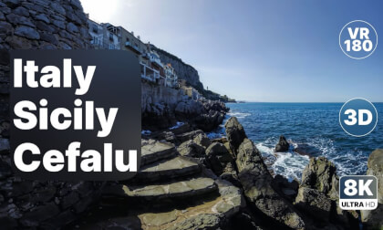 Italy Sicily Cefalù - Coastal Walk Atmosphere Music 8K 180 3D Italy Sicily Cefalù - Coastal Walk Atmosphere Music 8K 180 3D