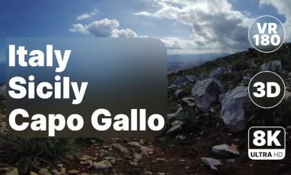 Italy Sicily Capo Gallo - Scenic Walk with Sea Views 8K 180 3D VR Video Italy Sicily Capo Gallo - Scenic Walk with Sea Views 8K 180 3D VR