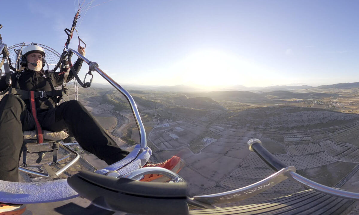 Solo Paramotor Flight Over the Carche Valley