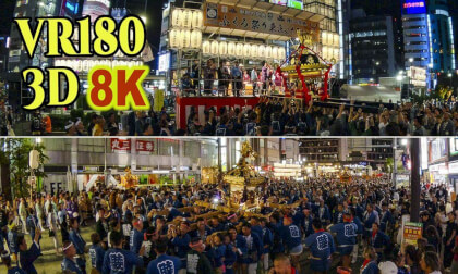 A parade of 16 portable shrines through the busy streets of Ikebukuro at night in Tokyo , JAPANA A parade of 16 portable shrines through the busy streets of Ikebukuro at night in Tokyo , JAPANA