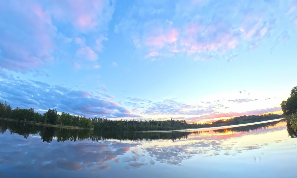 Beautiful Sunset over a calm Swedish lake