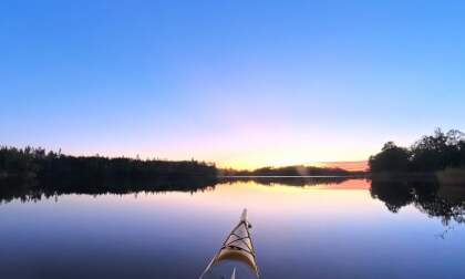 Flat Swedish Lake, Beautiful Sunset Flat Swedish Lake, Beautiful Sunset