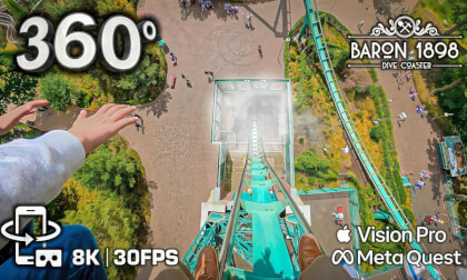 BARON 1898 Cursed Drop 😱 | Efteling 360° VR Roller Coaster POV [8K] - Metaquest - Apple Vision Pro
