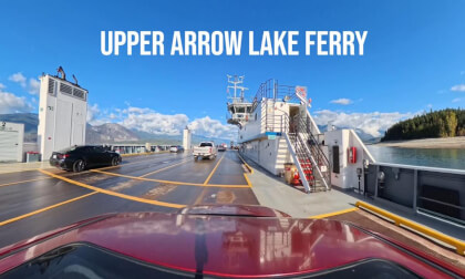 Ride across and back on the Upper Arrow Lake Ferry, the M.V. Columbia (8k, 360) Ride across and back on the Upper Arrow Lake Ferry, the M.V. Columbia (8k, 360)