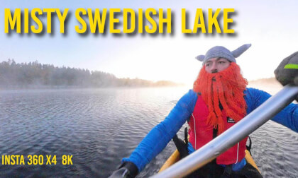 Kayaking through a misty Swedish Sunrise during autumn Kayaking through a misty Swedish Sunrise during autumn