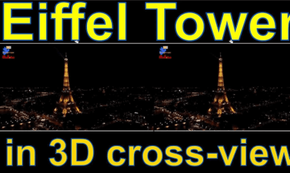 Eiffel Tower, Paris, France in 3D video "by angel's eyes - iXYt" side-by-side cross-view Eiffel Tower, Paris, France in 3D video "by angel's eyes - iXYt" side-by-side cross-view