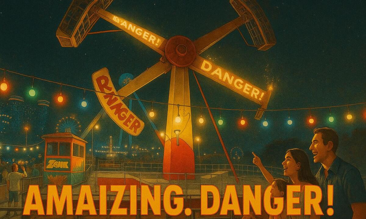 Neon Pendulum at Midnight — Front Row at the Funfair