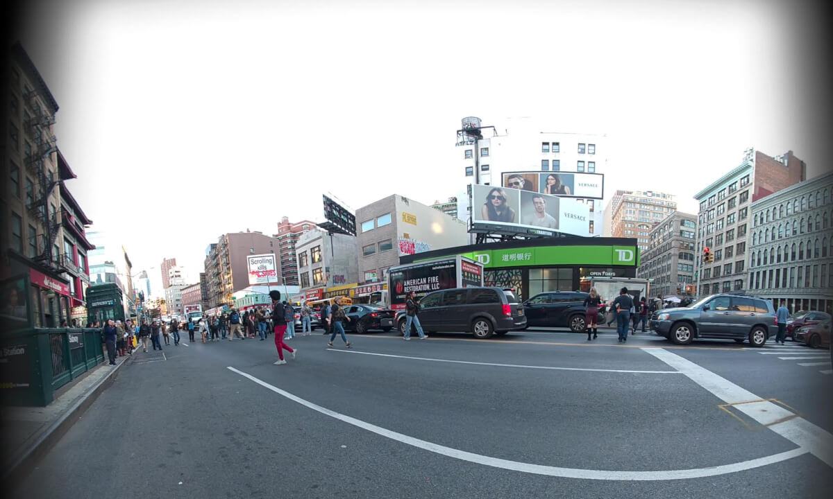 Chinatown NYC as people protest the appearance of ice on the streets