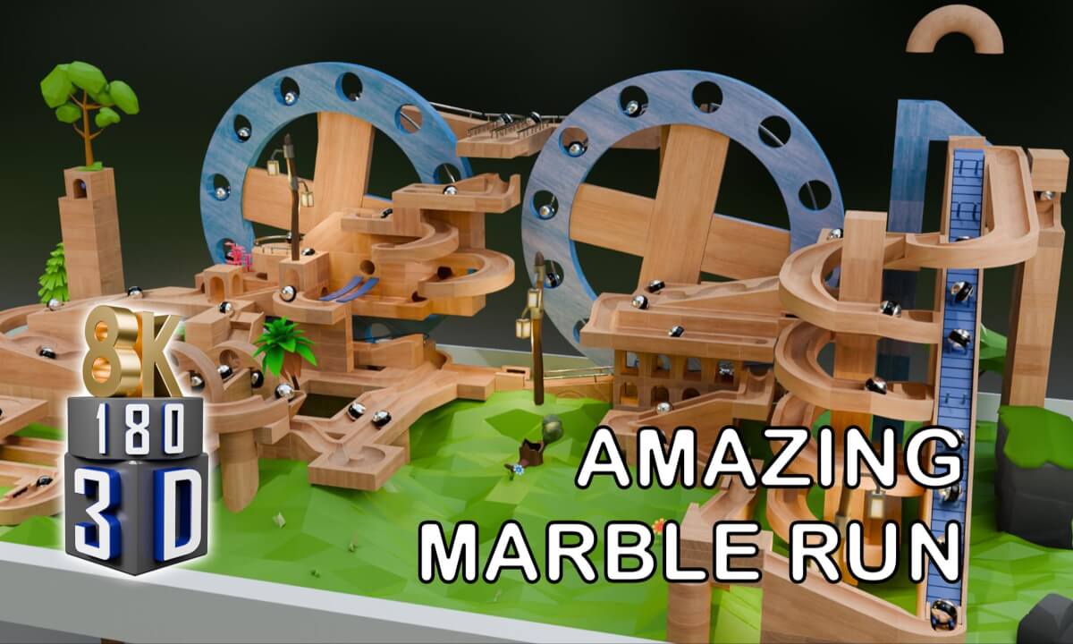 Amazing Marble Run Track in VR 180° 3D! 🔄 Stunning 8K! 🎥✨