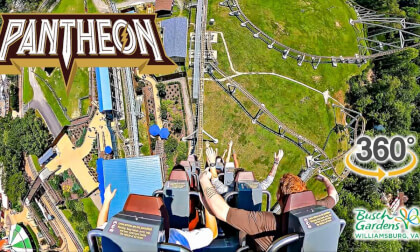 VR 360 Pantheon Roller Coaster On Ride Middle Seat POV Busch Gardens Williamsburg 2023 07 25 VR 360 Pantheon Roller Coaster On Ride Middle Seat POV Busch Gardens Williamsburg 2023 07 25