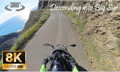 Descending to Big Sur on a Ninja 1000.  8K 360 Degree Video. VR Video Descending to Big Sur on a Ninja 1000.  8K 360 Degree Video. VR