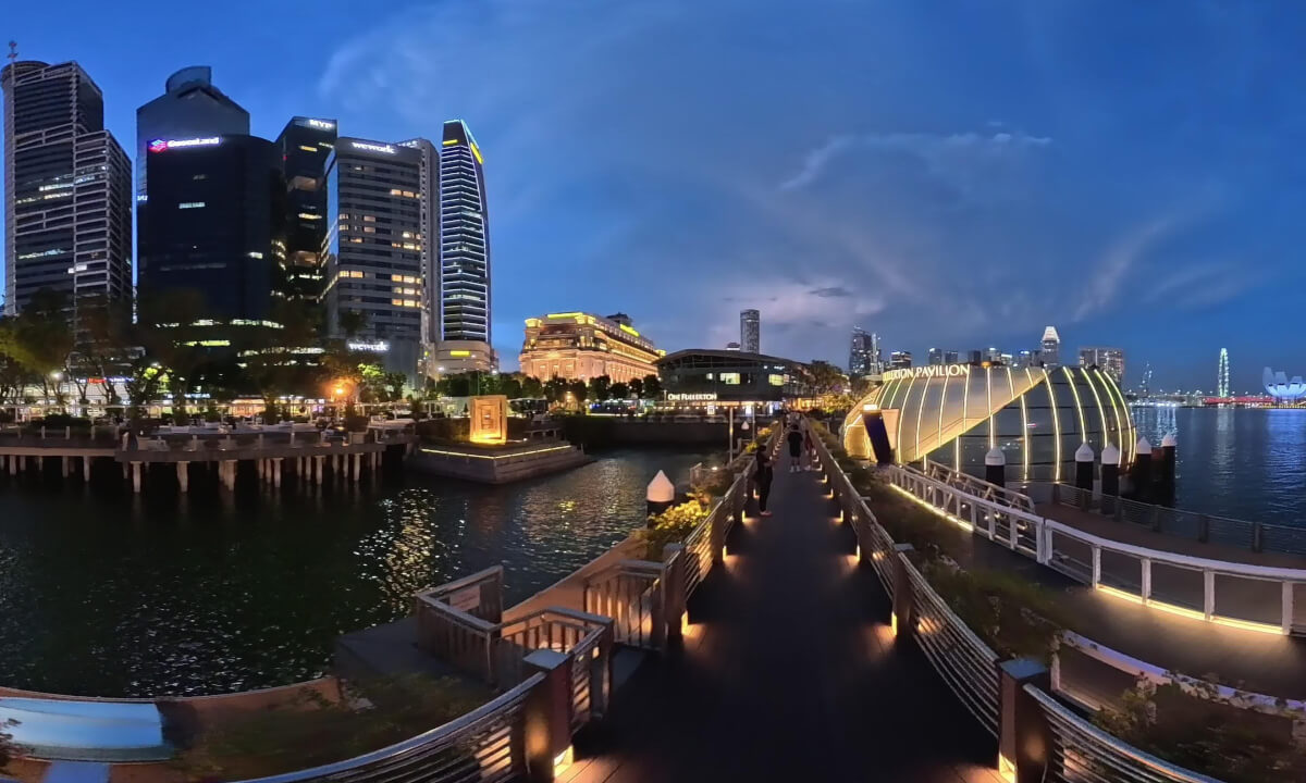 Singapore evening walk round the Marina Bay 360° VR video