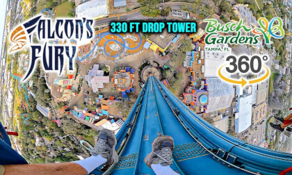 VR 360 Falcon's Fury 335 ft Drop Tower On Ride POV Busch Gardens Tampa 2025 03 04 VR Video VR 360 Falcon's Fury 335 ft Drop Tower On Ride POV Busch Gardens Tampa 2025 03 04 VR