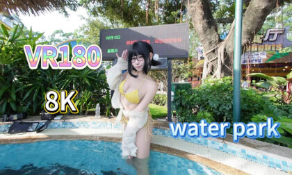 Girls in swimsuits at the water park
