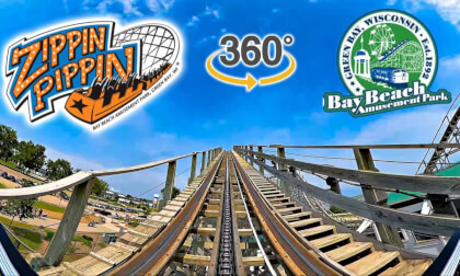 VR360 Zippin Pippin Roller Coaster On Ride Front Seat POV Bay Beach Amusement Park 2025 06 14