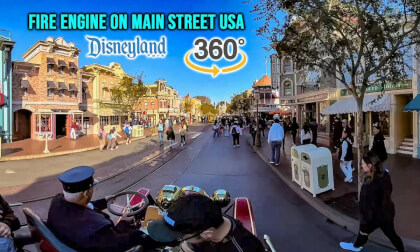 VR 360 Fire Engine ride down Main Street USA at Disneyland 2025 01 11