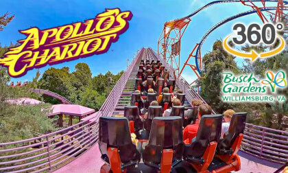 VR360 Apollo's Chariot Roller Coaster On Ride Back Seat POV Busch gardens Williamsburg 2023 07 25
